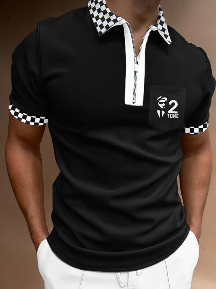 Men's Striped Short Sleeve Polo Shirt